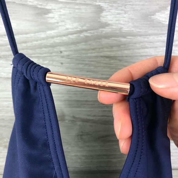 TED BAKER NWT $149 HALTER PIKAA ONE PIECE SWIMSUIT NAVY SIZE 10 US - Picture 6 of 12